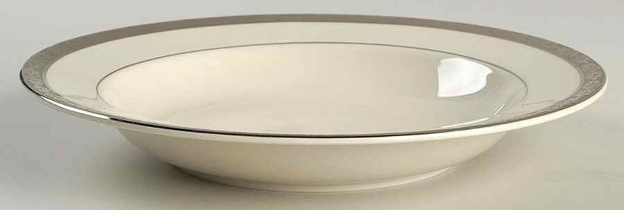 Venetian (White, Wide Platinum Encrusted Band) Large Rim Soup Bowl by Pickard-1