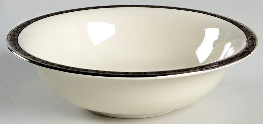 Venetian (White, Wide Platinum Encrusted Band) 9" Round Vegetable Bowl by Pickard-1