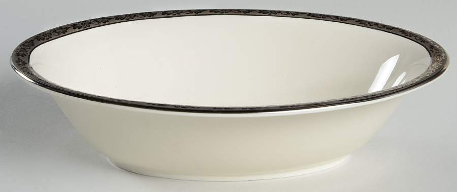 Venetian (White, Wide Platinum Encrusted Band) 9" Oval Vegetable Bowl by Pickard-1