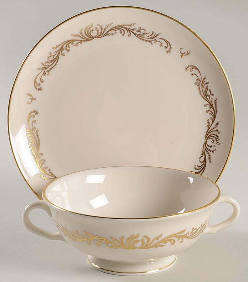 Victoria Footed Cream Soup Bowl & Saucer Set by Pickard-1