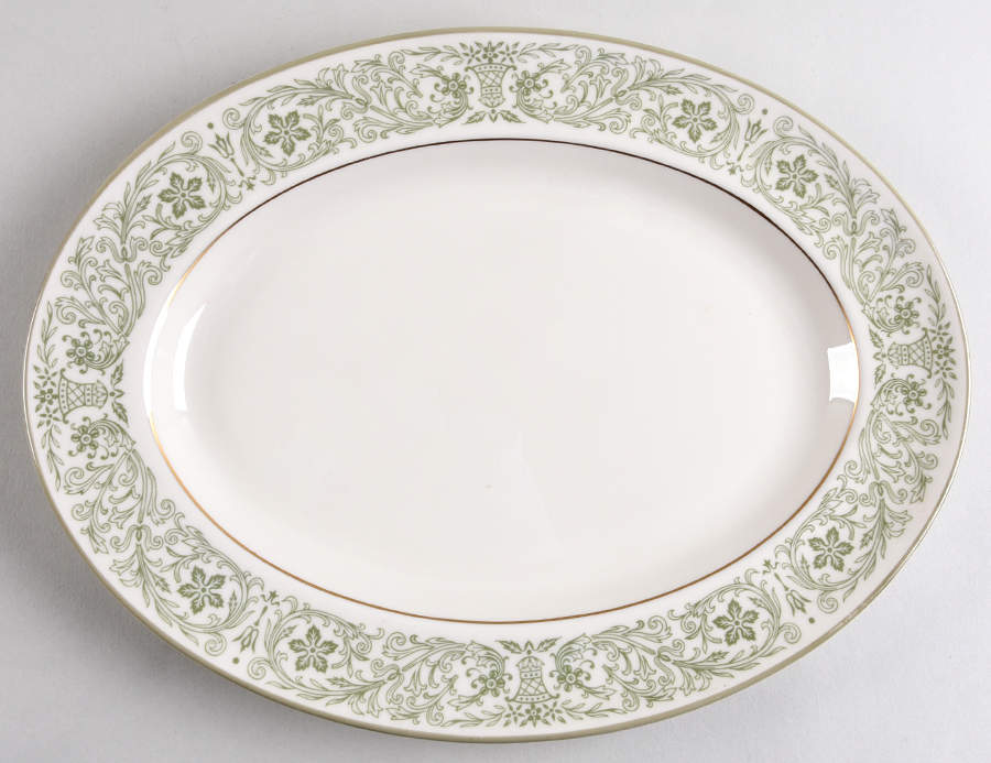 Wellesley Green 12" Oval Serving Platter by Pickard-1