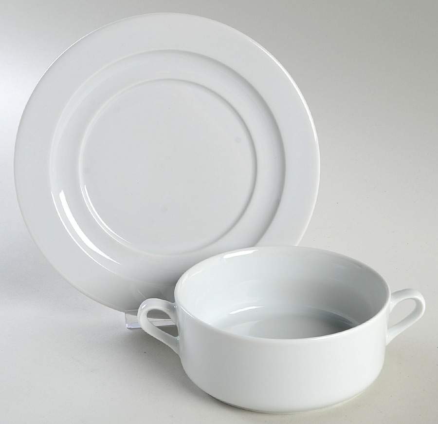 Culinaire White Flat Cream Soup Bowl & Saucer Set by Pillivuyt-1