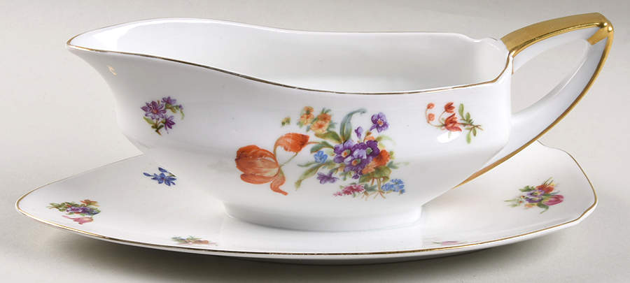 Dresden Gravy Boat with Attached Underplate by Pirkenhammer-1
