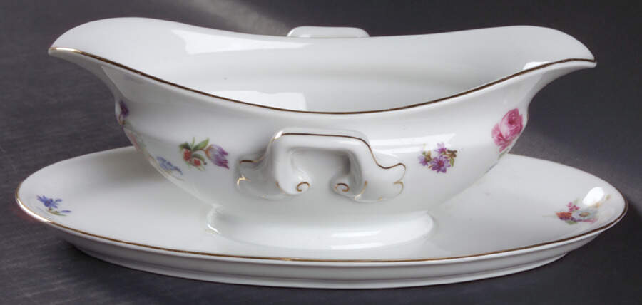 Dresden Gravy Boat with Attached Underplate by Pirkenhammer-1
