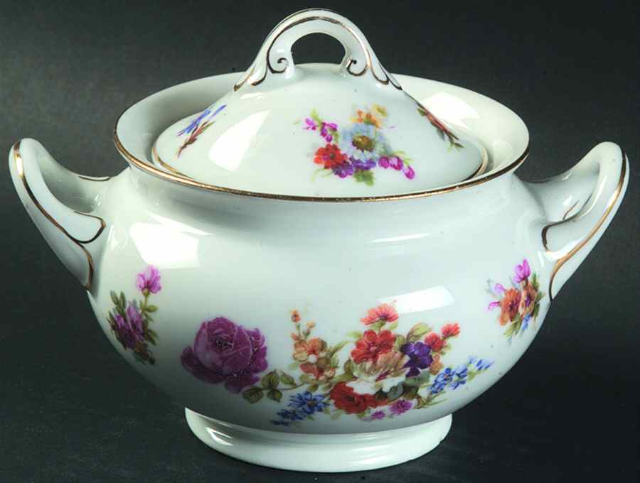 Dresden Sugar Bowl & Lid by Pirkenhammer-1
