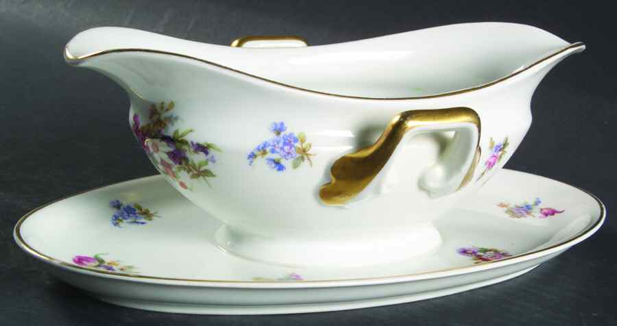 Dresden Gravy Boat with Attached Underplate by Pirkenhammer-1