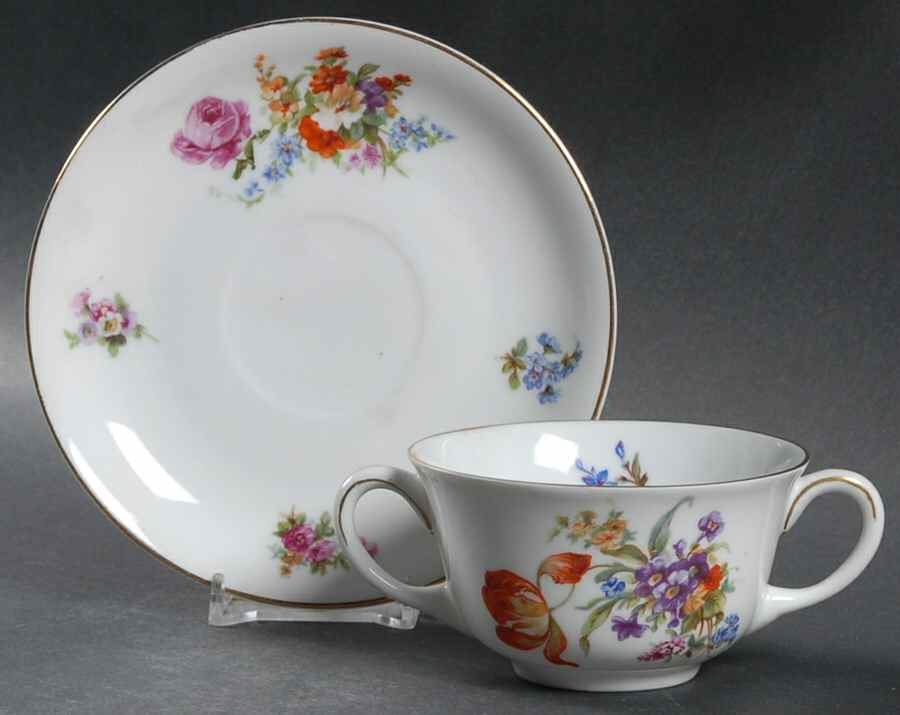 Dresden Flat Bouillon Cup & Saucer by Pirkenhammer-1