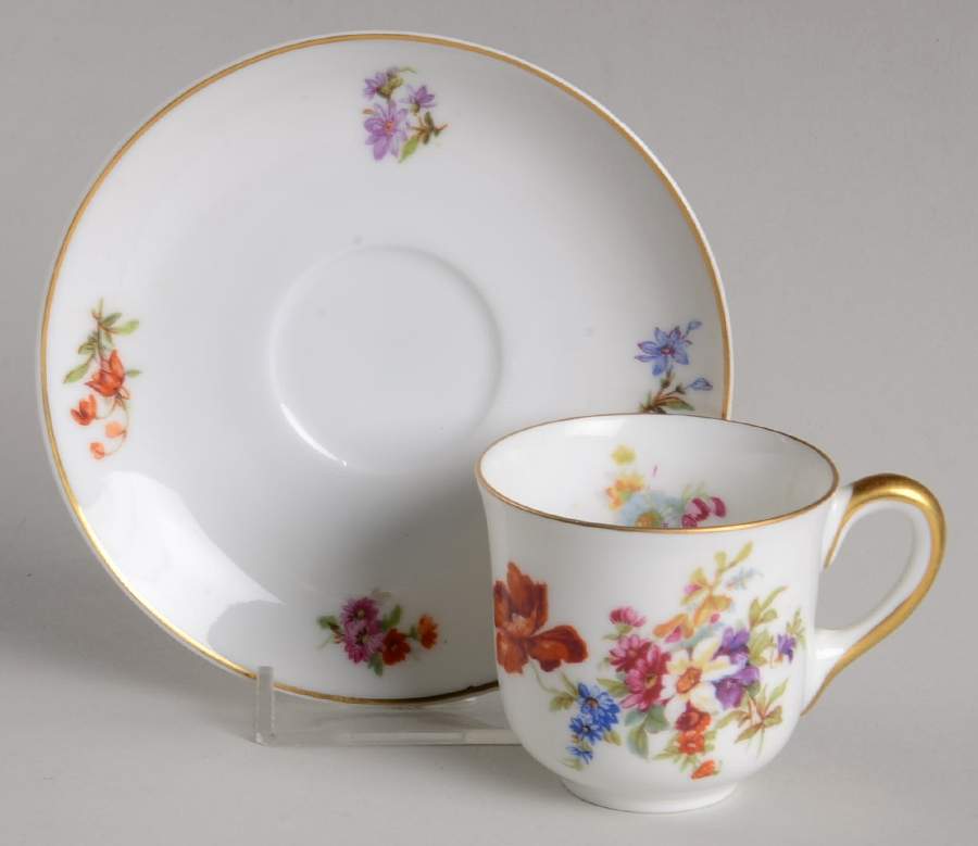 Dresden Flat Demitasse Cup & Saucer Set by Pirkenhammer-1