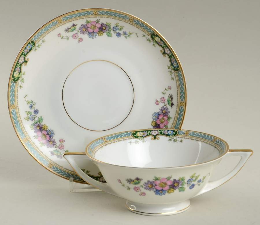 Marquita Footed Cream Soup Bowl & Saucer Set by Pirkenhammer-1