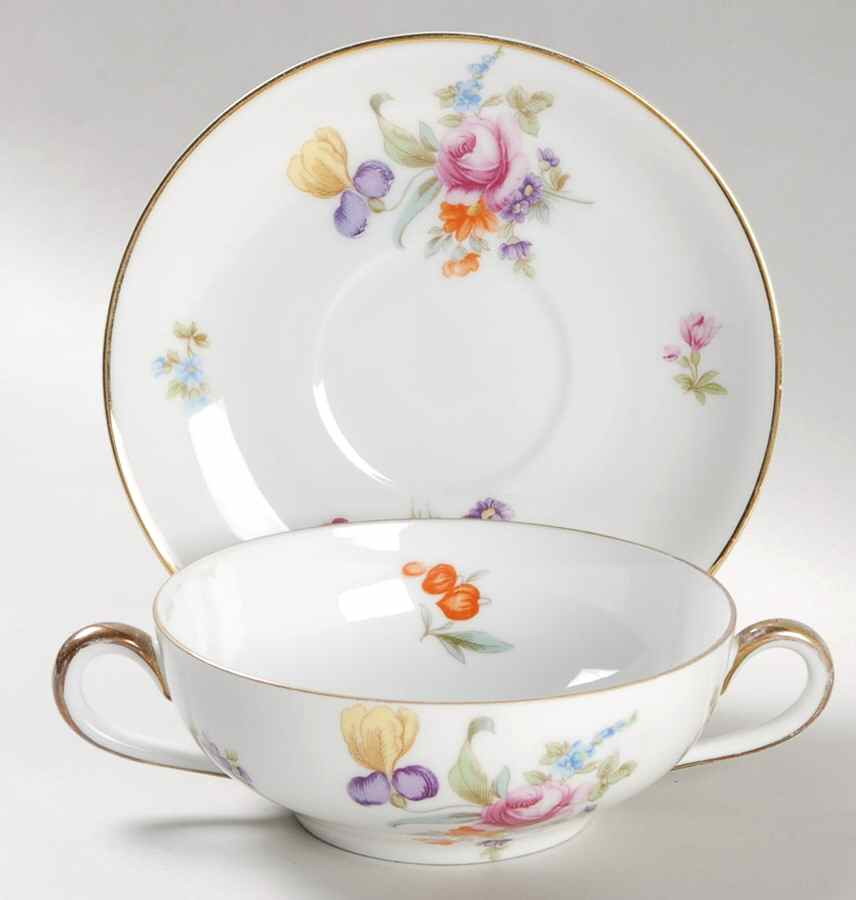 11281 Flat Cream Soup Bowl & Saucer Set by Pirkenhammer-1