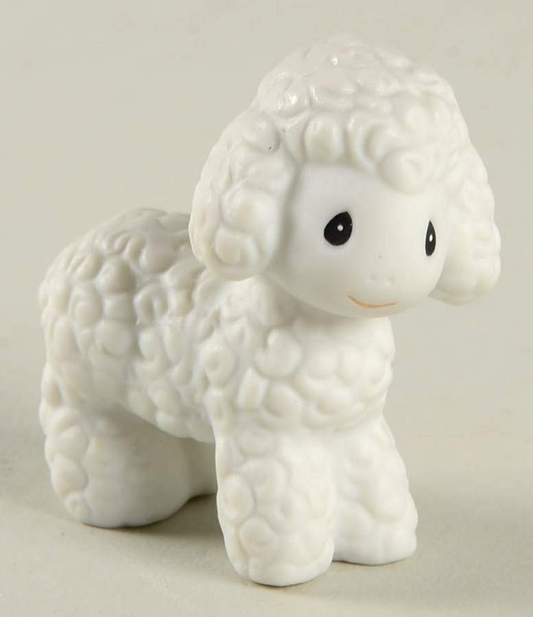 Come Let Us Adore Him-Nativity Flower-White Sheep Head Left - No Box-Flower Trademark by Precious Moments-1