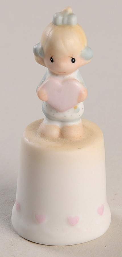 God Is Love Dear Valentine Thimble Flower-God Is Love Dear Valentine - Flower Trademark, No Box by Precious Moments-1