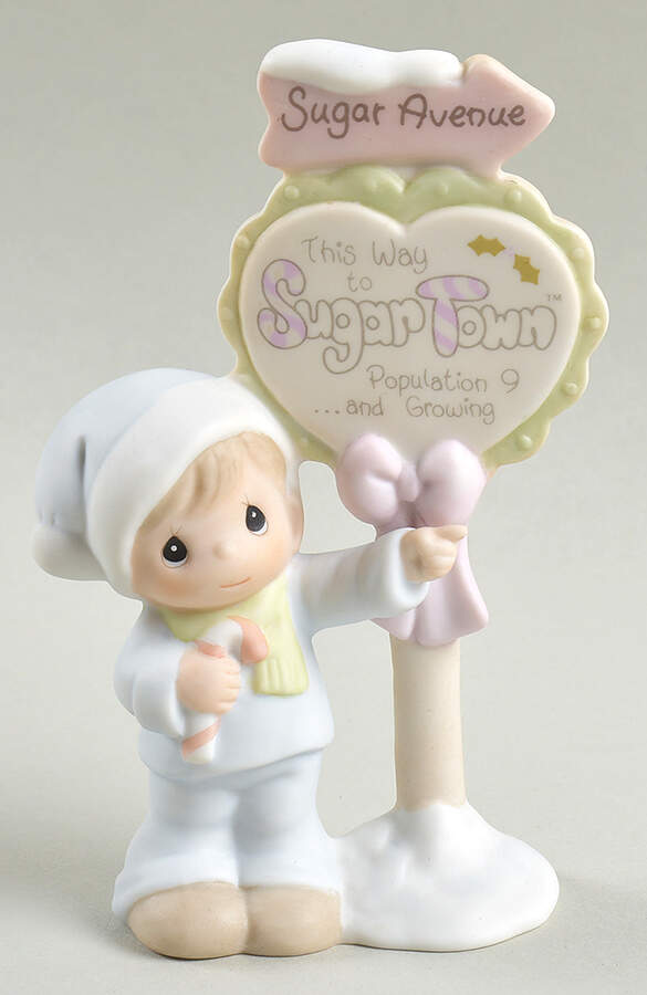 Sugar Town Figurines & Houses Butterfly-Sam & Population Sign #2 - With Box Bx14 Butterfly by Precious Moments-1