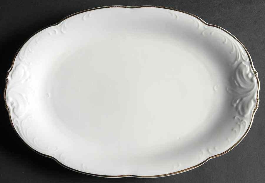 Golden Elegance 12" Oval Serving Platter by Poland-1