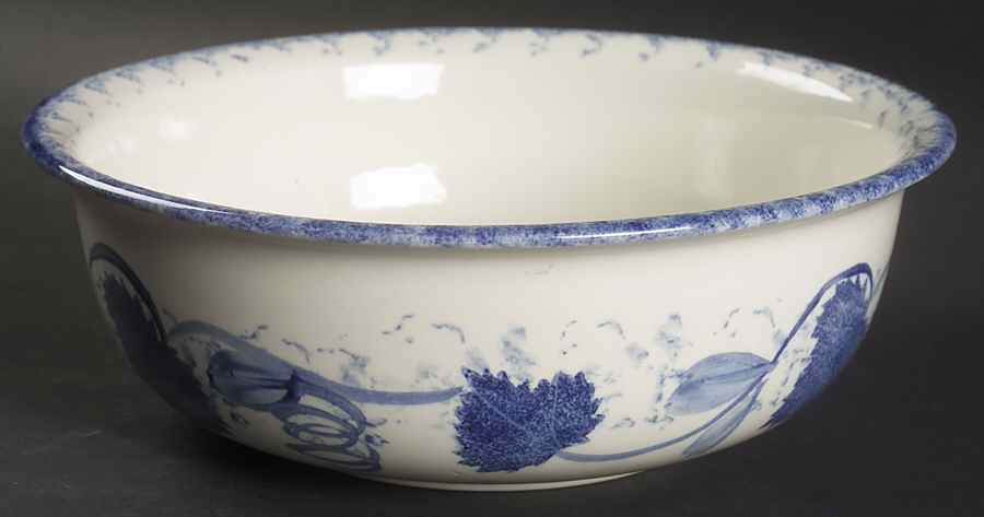 Blue Leaf 8" Round Vegetable Bowl by Poole Pottery-1