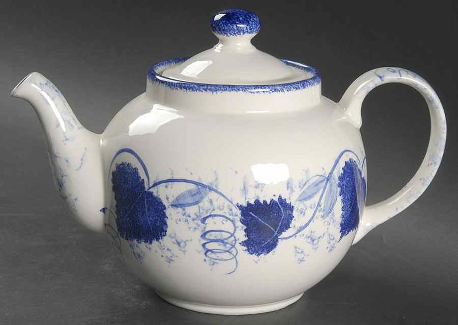 Blue Leaf Teapot & Lid by Poole Pottery-1
