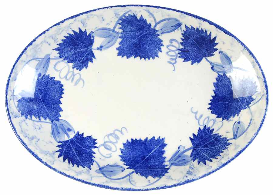 Blue Leaf Pickle Dish by Poole Pottery-1