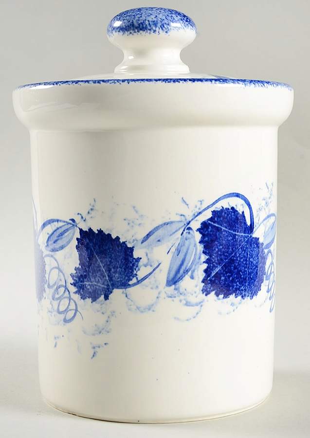 Blue Leaf 5" Canister & Lid by Poole Pottery-1