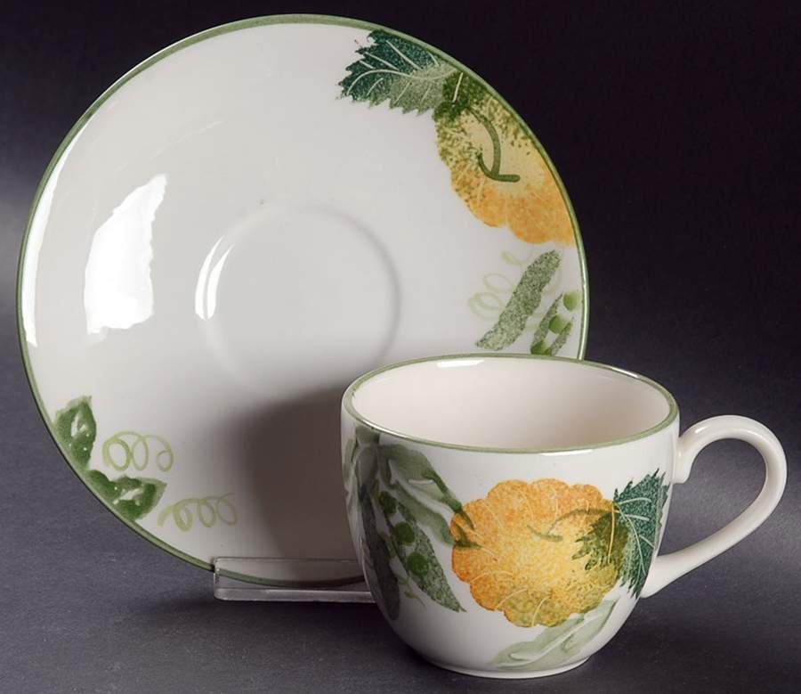Calabash Flat Cup & Saucer Set by Poole Pottery-1
