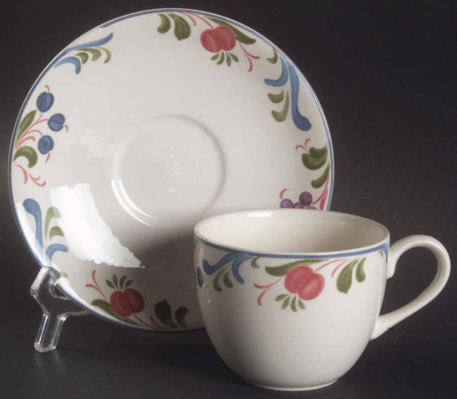 Cranborne Flat Cup & Saucer Set by Poole Pottery-1