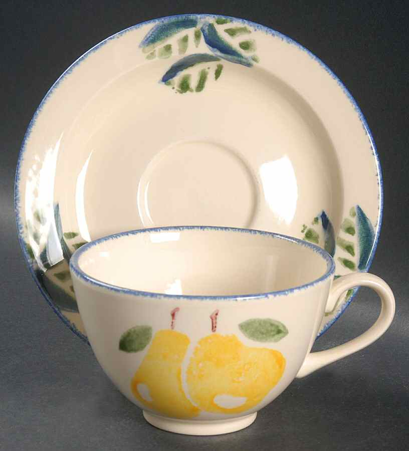 Dorset Fruit Flat Cup & Saucer Set by Poole Pottery-1