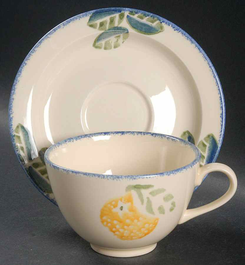 Dorset Fruit Flat Cup & Saucer Set by Poole Pottery-1