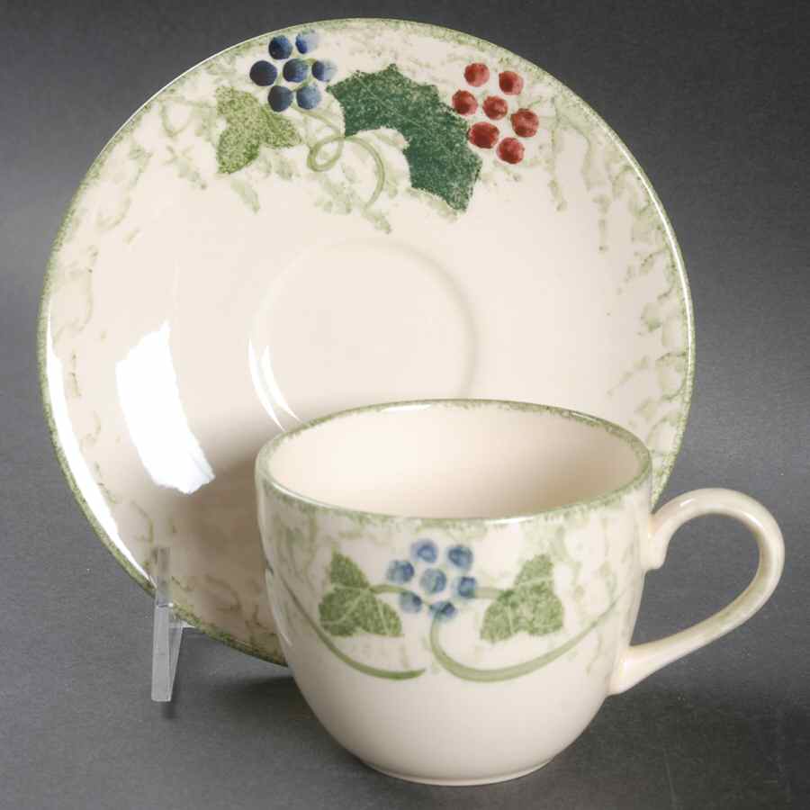 Winter Vine Flat Cup & Saucer Set by Poole Pottery-1