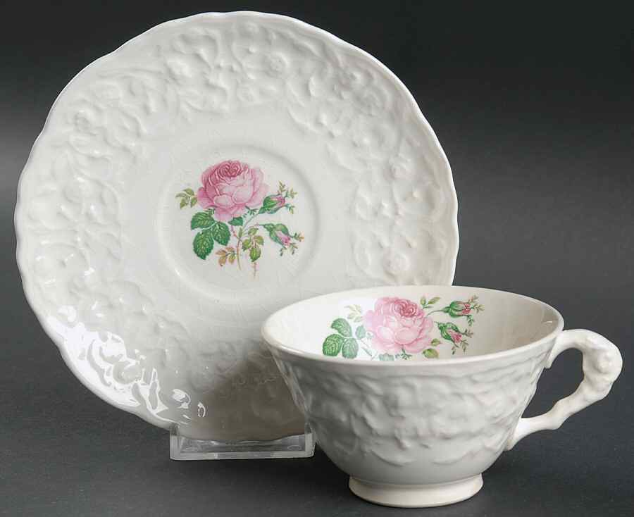 Bilton Rose Footed Cup & Saucer Set by Pope Gosser-1