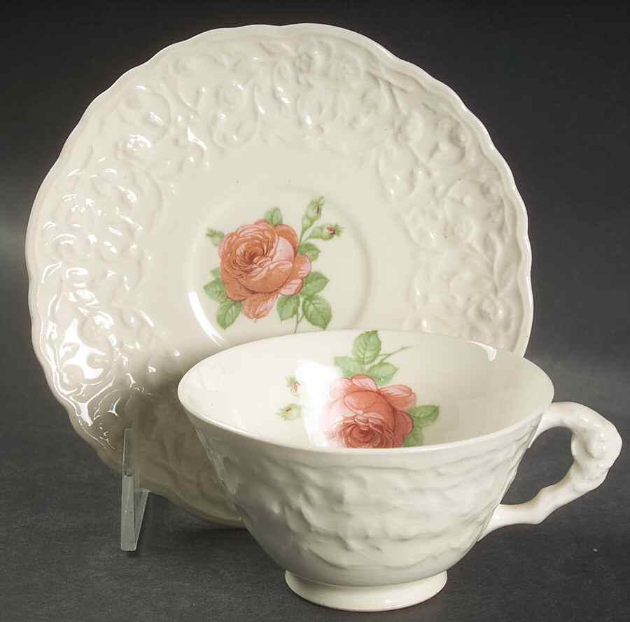 American Beauty Footed Cup & Saucer Set by Pope Gosser-1
