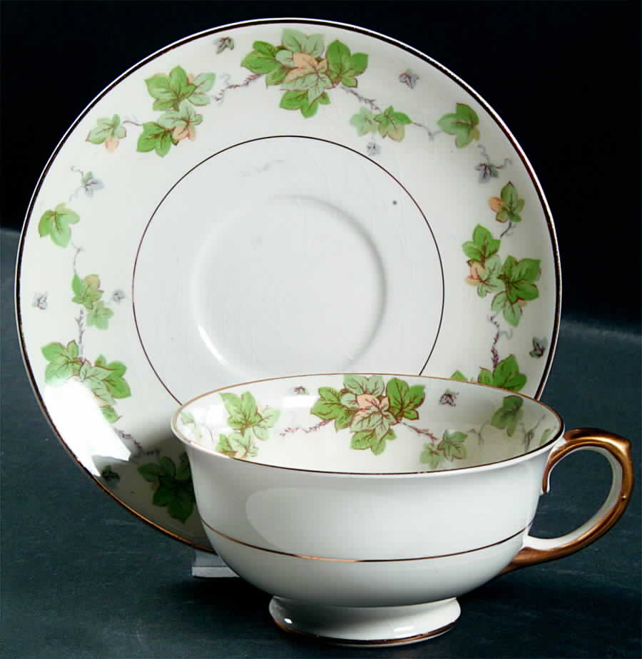 American Ivy Footed Cup & Saucer Set by Pope Gosser-1