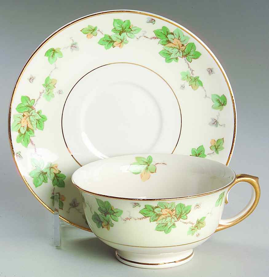 American Ivy Footed Cup & Saucer Set by Pope Gosser-1
