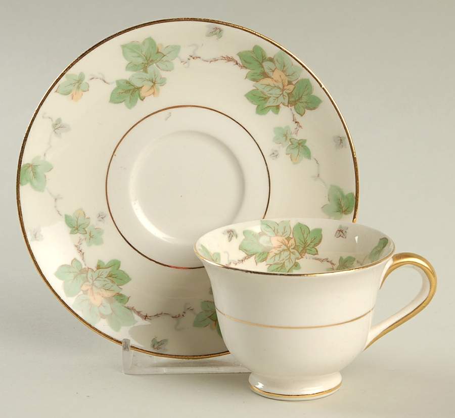 American Ivy Footed Demitasse Cup & Saucer Set by Pope Gosser-1