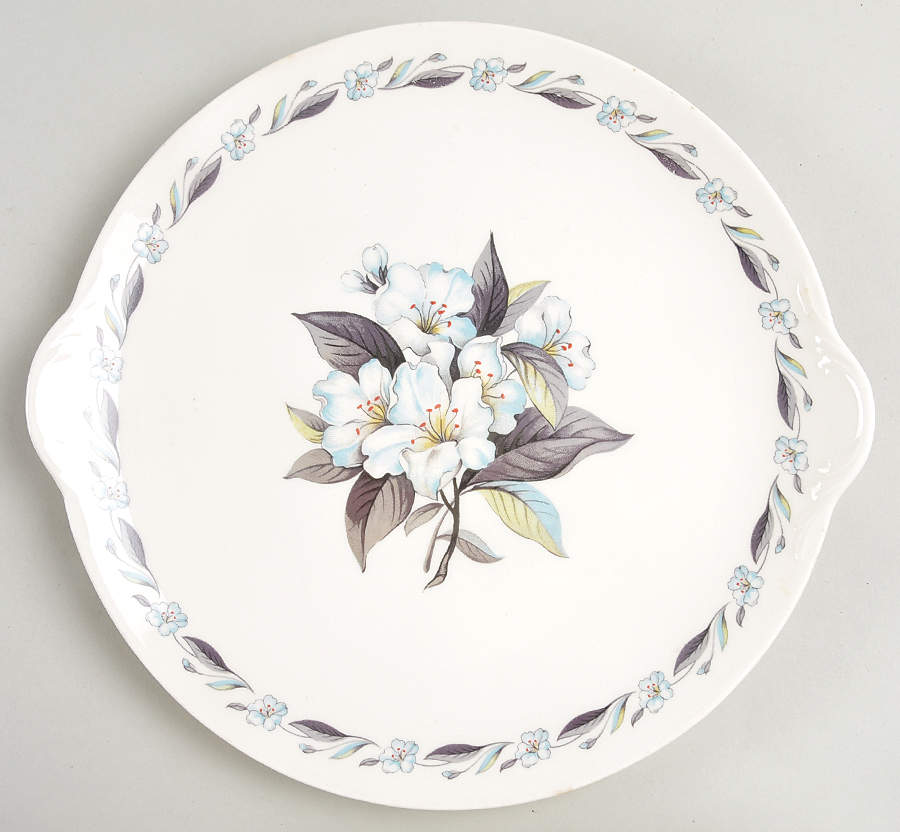 Blue Azalea Handled Cake Plate by Pope Gosser-1