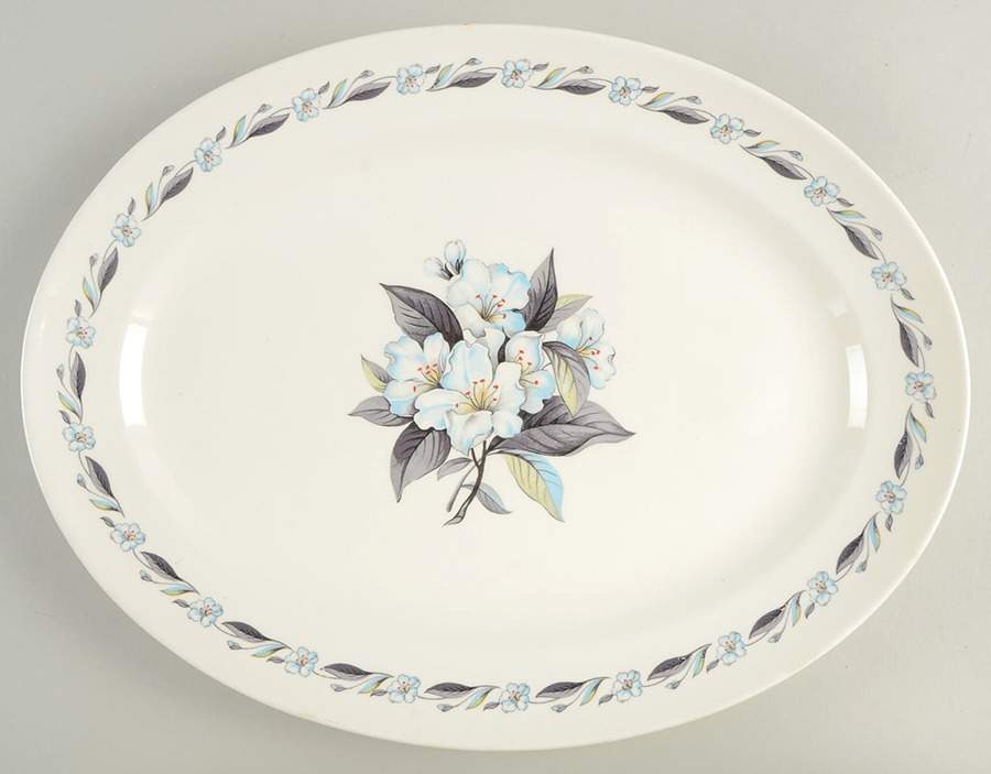 Blue Azalea 15" Oval Serving Platter by Pope Gosser-1