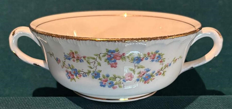 Blue Belle Footed Cream Soup Bowl by Pope Gosser-1