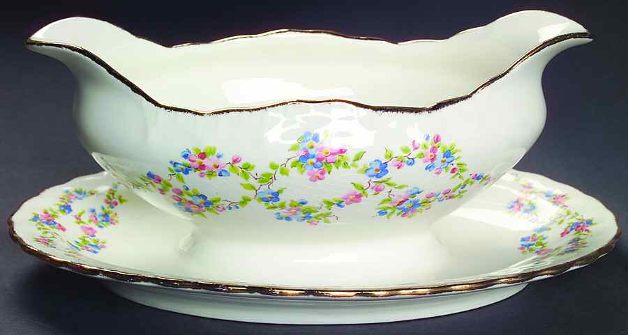 Blue Belle Gravy Boat with Attached Underplate by Pope Gosser-1