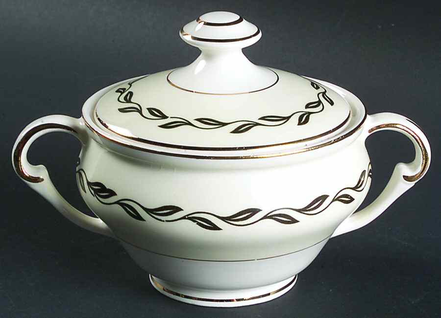 Black Laurel Sugar Bowl & Lid by Pope Gosser-1