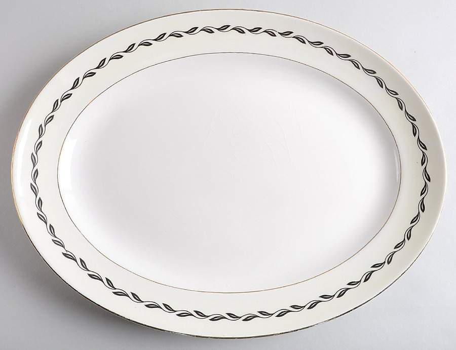Black Laurel 15" Oval Serving Platter by Pope Gosser-1