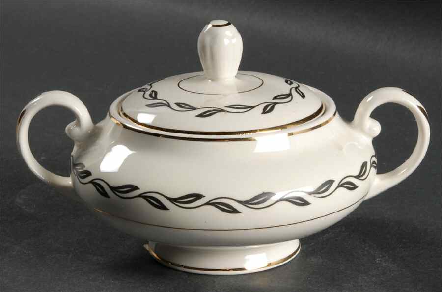 Black Laurel Sugar Bowl & Lid by Pope Gosser-1