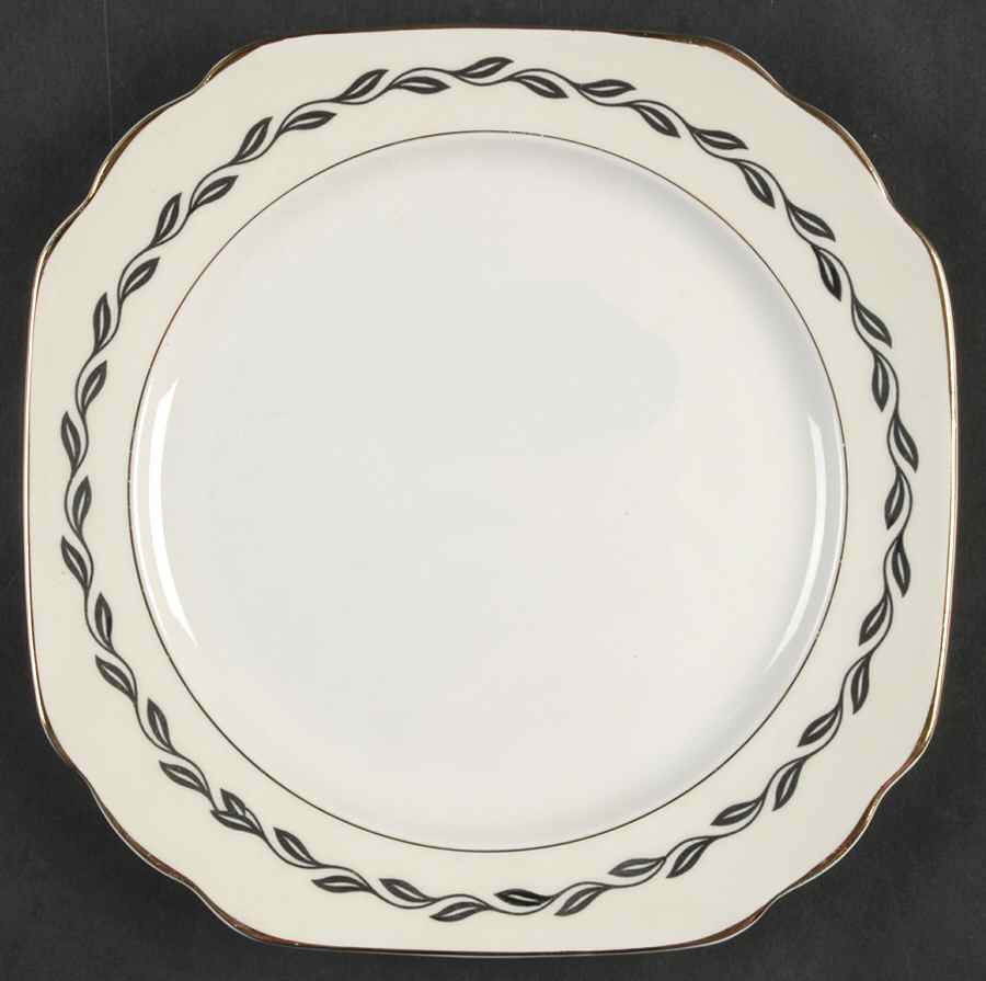Black Laurel Square Salad Plate by Pope Gosser-1