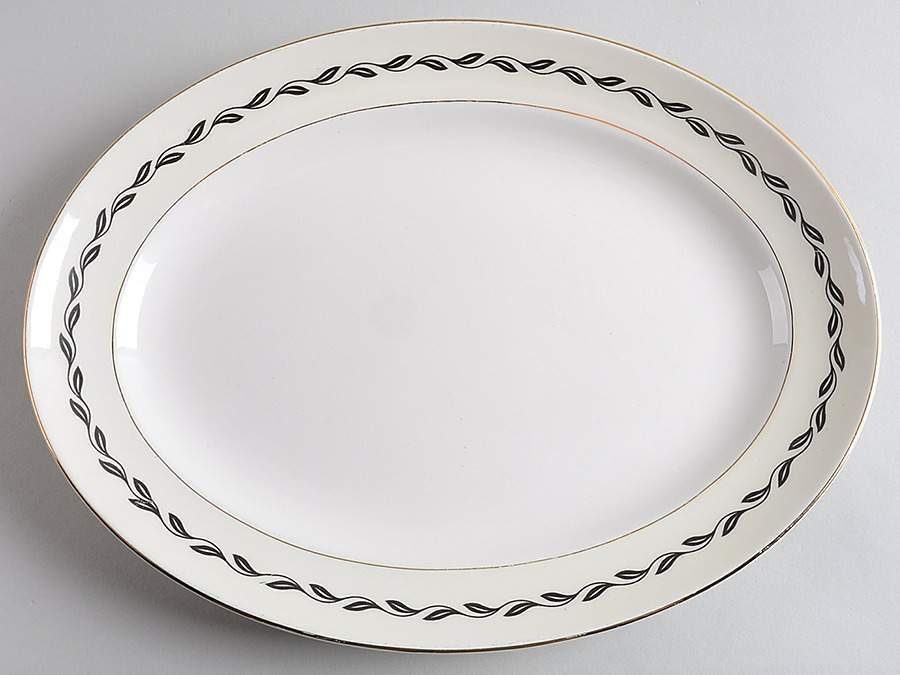 Black Laurel 13" Oval Serving Platter by Pope Gosser-1