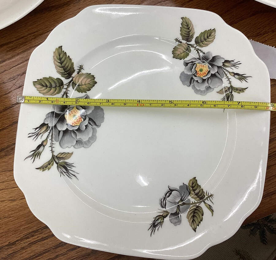 Black Rose Square Salad Plate by Pope Gosser-1