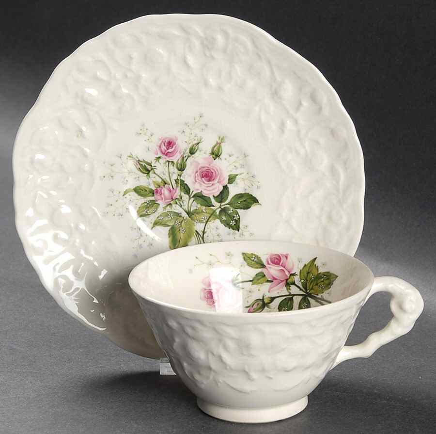 Cathay Rose Footed Cup & Saucer Set by Pope Gosser-1