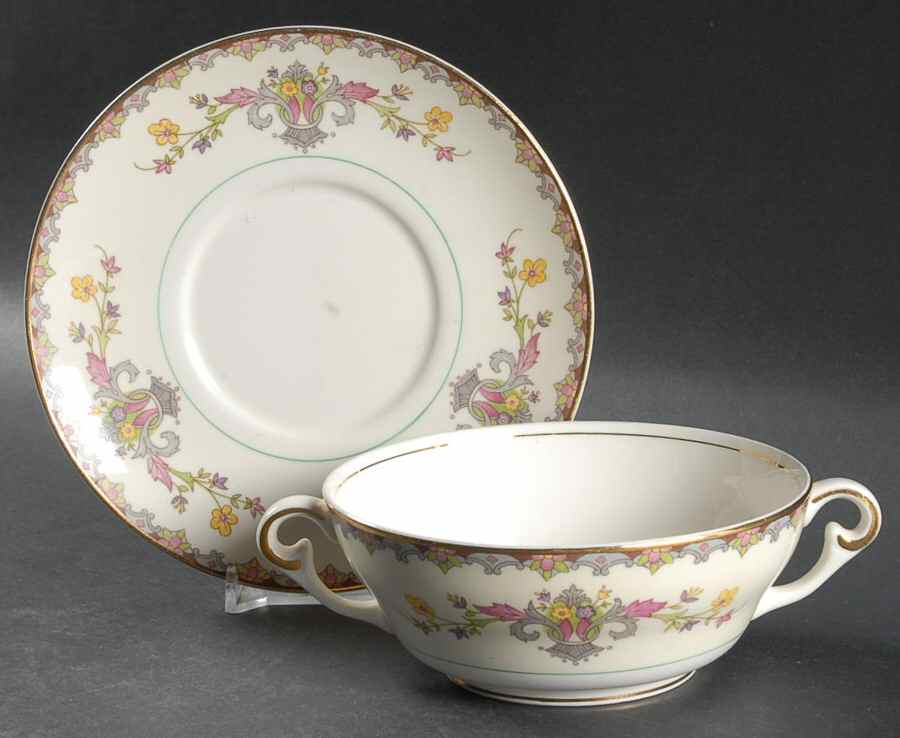 Countess Footed Cream Soup Bowl & Saucer Set by Pope Gosser-1