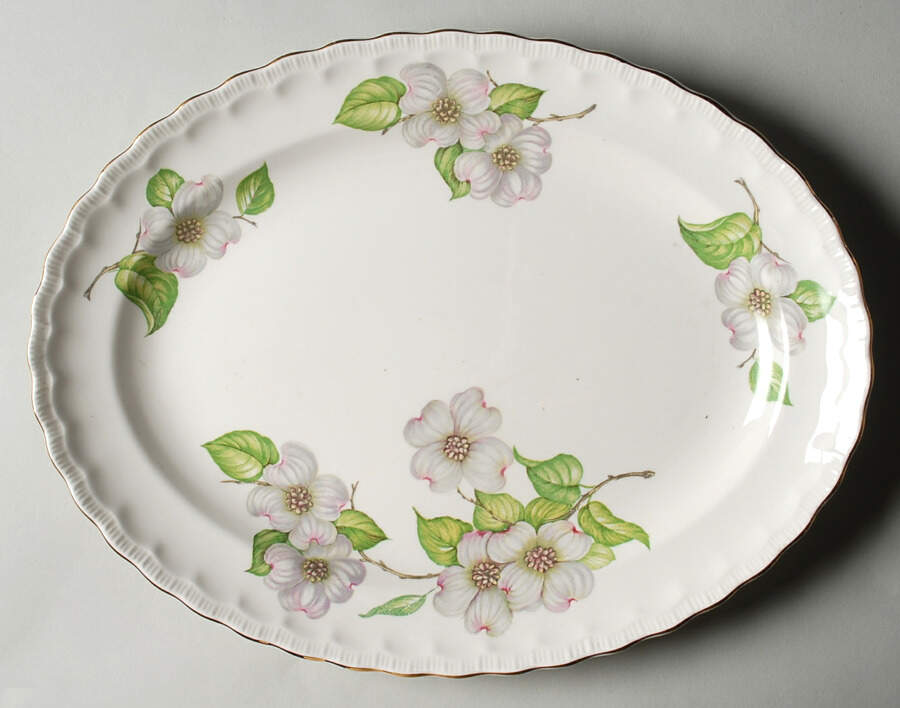 Dogwood (Shell Edge) 13" Oval Serving Platter by Pope Gosser-1