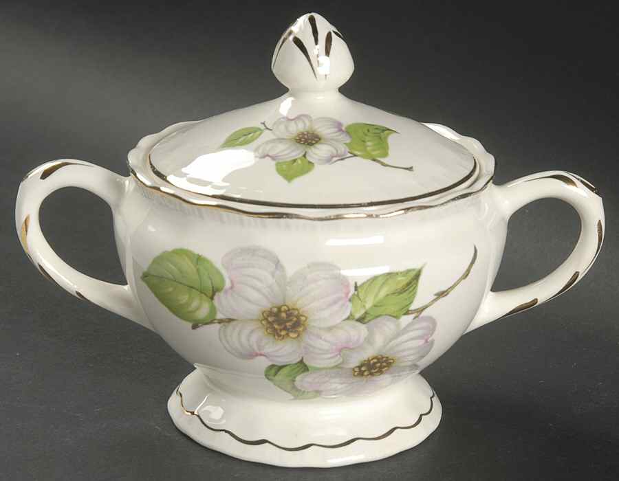Dogwood (Shell Edge) Sugar Bowl & Lid by Pope Gosser-1