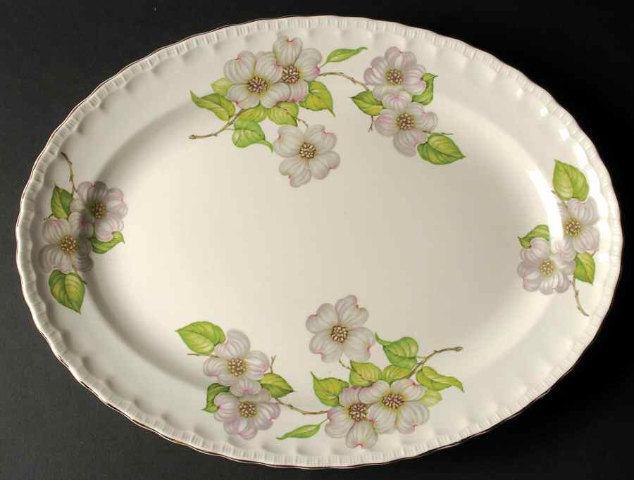 Dogwood (Shell Edge) 15" Oval Serving Platter by Pope Gosser-1