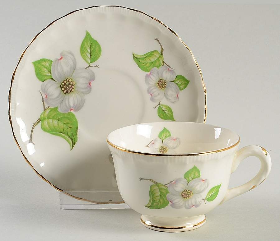 Dogwood (Shell Edge) Footed Demitasse Cup & Saucer Set by Pope Gosser-1