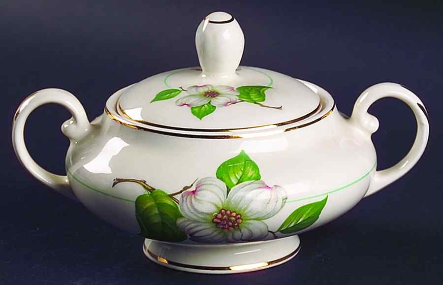 Dogwood (Smooth Edge) Sugar Bowl & Lid by Pope Gosser-1