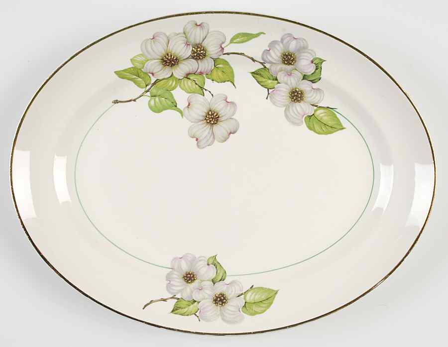 Dogwood (Smooth Edge) 13" Oval Serving Platter by Pope Gosser-1